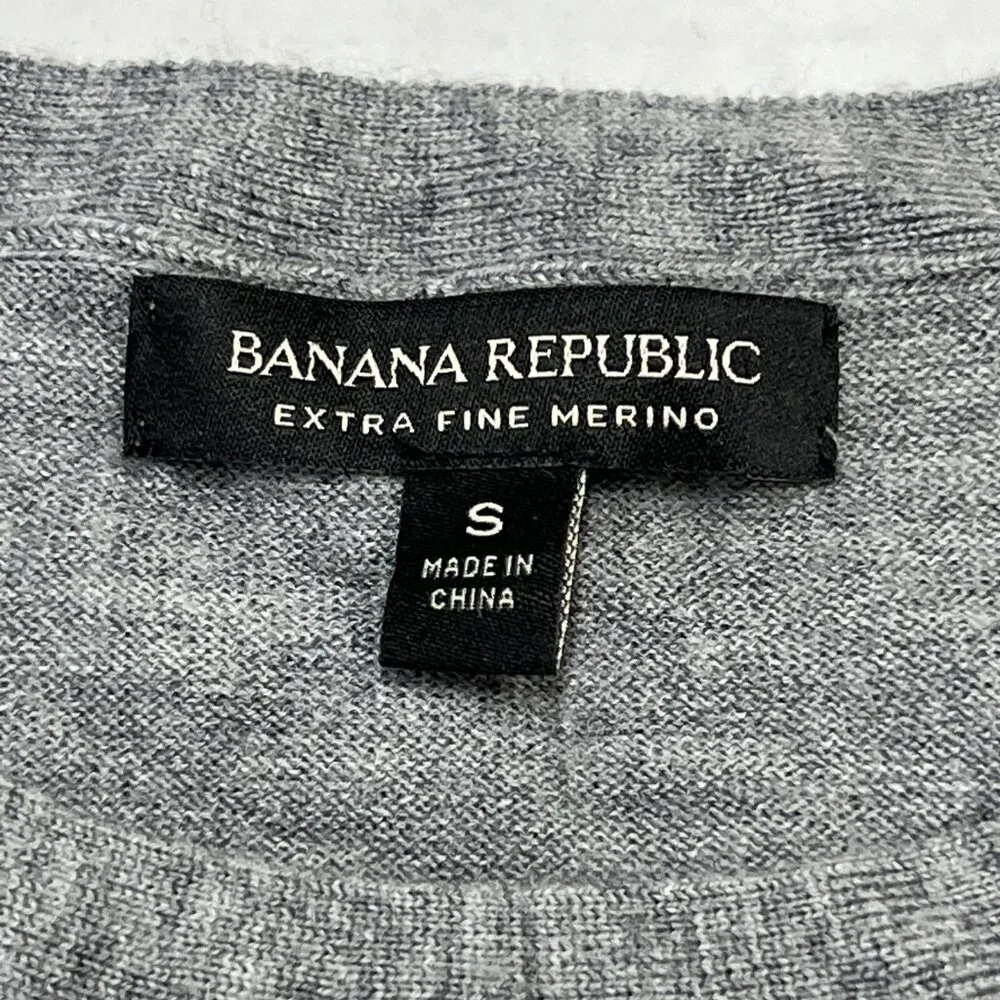 Banana Republic‎ Sweater Mens S Gray Merino Wool Crew Neck Pullover Layer Casual